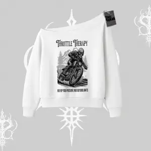 Kayık Yaka Sweatshirt Throttle Therapy No Brakes Just Freedom