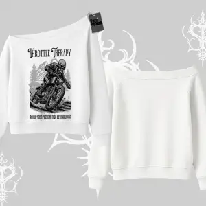 Kayık Yaka Sweatshirt Throttle Therapy No Brakes Just Freedom