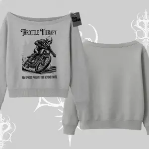 Kayık Yaka Sweatshirt Throttle Therapy No Brakes Just Freedom