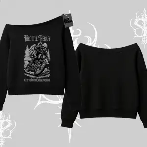 Kayık Yaka Sweatshirt Throttle Therapy No Brakes Just Freedom