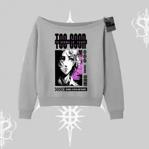 Kayık Yaka Sweatshirt Too Good Anime Girl Grafik Baskılı