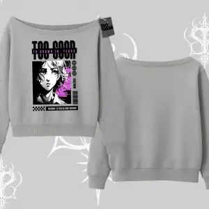 Kayık Yaka Sweatshirt Too Good Anime Girl Grafik Baskılı