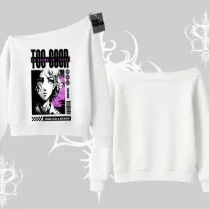 Kayık Yaka Sweatshirt Too Good Anime Girl Grafik Baskılı