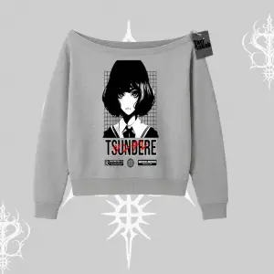 Kayık Yaka Sweatshirt Tsundere Anime Japanese Style Baskılı