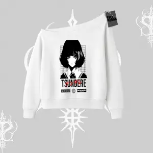 Kayık Yaka Sweatshirt Tsundere Anime Japanese Style Baskılı