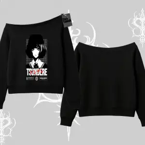Kayık Yaka Sweatshirt Tsundere Anime Japanese Style Baskılı