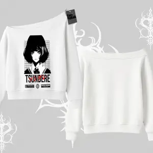 Kayık Yaka Sweatshirt Tsundere Anime Japanese Style Baskılı