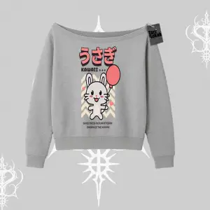 Kayık Yaka Sweatshirt Usagi Kawaii Cute Heart Energy