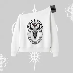 Kayık Yaka Sweatshirt Wild & Road Western Skull Biker Street Culture