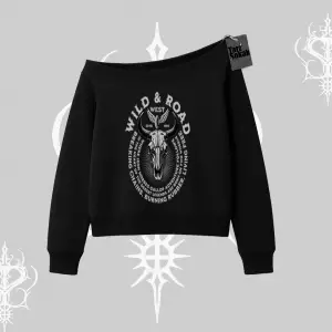 Kayık Yaka Sweatshirt Wild & Road Western Skull Biker Street Culture