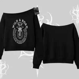 Kayık Yaka Sweatshirt Wild & Road Western Skull Biker Street Culture