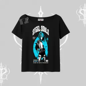 Kayık Yaka Tshirt Anime Cyberpunk Kız Baskılı