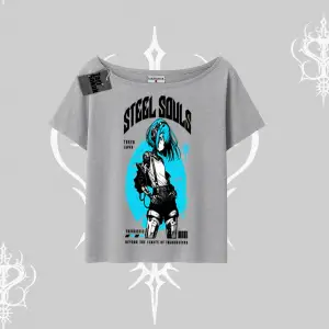 Kayık Yaka Tshirt Anime Cyberpunk Kız Baskılı