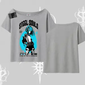 Kayık Yaka Tshirt Anime Cyberpunk Kız Baskılı