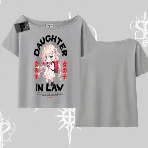 Kayık Yaka Tshirt Anime Girl Daughter In Law Baskılı
