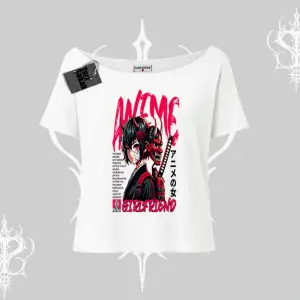 Kayık Yaka Tshirt Anime Girlfriend Kırmızı