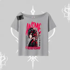 Kayık Yaka Tshirt Anime Girlfriend Kırmızı