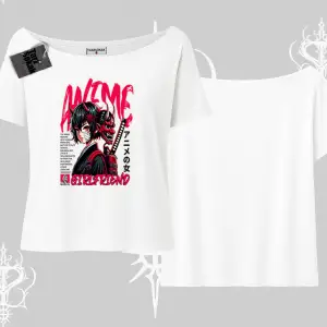 Kayık Yaka Tshirt Anime Girlfriend Kırmızı