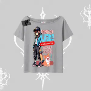 Kayık Yaka Tshirt Anime Hiker Girl Balance Is Everything Baskılı