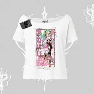 Kayık Yaka Tshirt Anime Kawaii Japon Kız Desenli