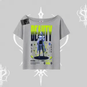 Kayık Yaka Tshirt Anime Unity Neon Detaylı Grafik Baskılı