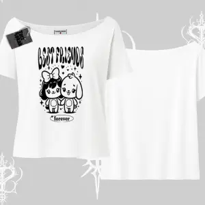 Kayık Yaka Tshirt Best Friends Forever Baskılı Sevimli Tasarım