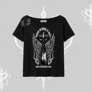 Kayık Yaka Tshirt Born to Rock Eternal Flame Legacy