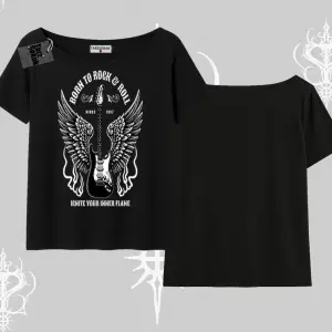 Kayık Yaka Tshirt Born to Rock Eternal Flame Legacy