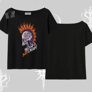 Kayık Yaka Tshirt Burning Skull Rebel Street Anthem