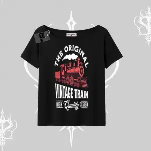 Kayık Yaka Tshirt Classic Railroad Vintage Train Street Aesthetic