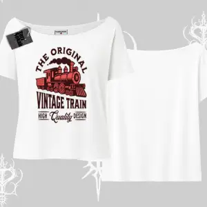 Kayık Yaka Tshirt Classic Railroad Vintage Train Street Aesthetic