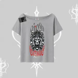 Kayık Yaka Tshirt Crowned Lion Rock Authority Myth