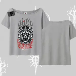 Kayık Yaka Tshirt Crowned Lion Rock Authority Myth