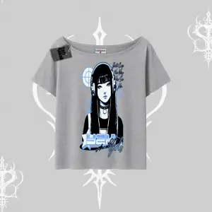 Kayık Yaka Tshirt Cyber Y2K Anime Girl Street Sound Aesthetic