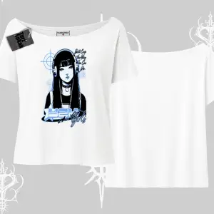 Kayık Yaka Tshirt Cyber Y2K Anime Girl Street Sound Aesthetic