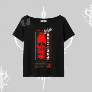 Kayık Yaka Tshirt Deadly Dreams Skull Redcore Street Manifest