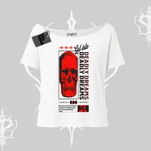 Kayık Yaka Tshirt Deadly Dreams Skull Redcore Street Manifest