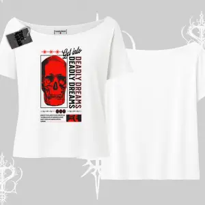 Kayık Yaka Tshirt Deadly Dreams Skull Redcore Street Manifest