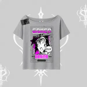 Kayık Yaka Tshirt Games Schoolgirl Anime Baskılı