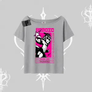Kayık Yaka Tshirt Heroic Anime Girl Japon Stil Grafik Baskılı