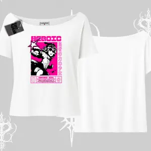 Kayık Yaka Tshirt Heroic Anime Girl Japon Stil Grafik Baskılı