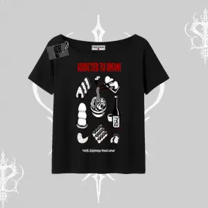 Kayık Yaka Tshirt Japon Mutfağı Umami Temalı Baskılı