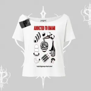 Kayık Yaka Tshirt Japon Mutfağı Umami Temalı Baskılı