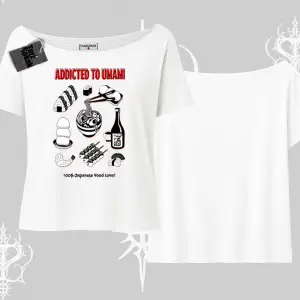 Kayık Yaka Tshirt Japon Mutfağı Umami Temalı Baskılı