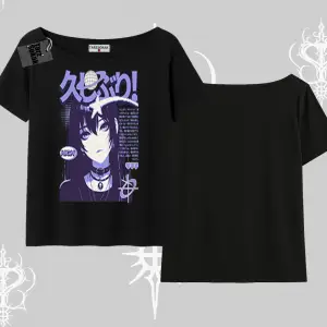 Kayık Yaka Tshirt Neo Tokyo Girl Y2K Street Anime Aesthetic