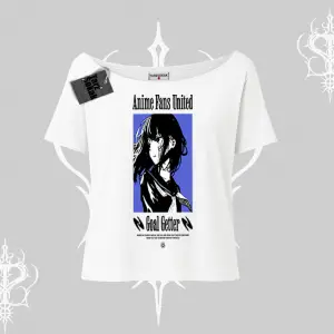 Kayık Yaka Tshirt Oversize Anime Kız Baskılı