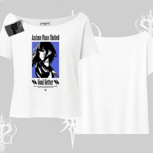 Kayık Yaka Tshirt Oversize Anime Kız Baskılı