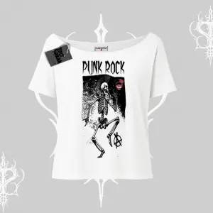 Kayık Yaka Tshirt Punk Rock Chaos Skeleton Riot