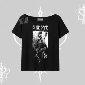 Kayık Yaka Tshirt Punk Rock Chaos Skeleton Riot