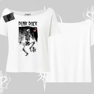 Kayık Yaka Tshirt Punk Rock Chaos Skeleton Riot